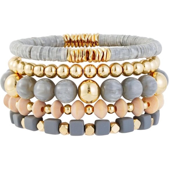 Trendy Handmade Boho Beaded Stretch Bracelets Set - 7-Inch Stackable Jewelry - Picture 1 of 6